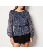 Patisbluse gedruckt auf lila Hintergrund