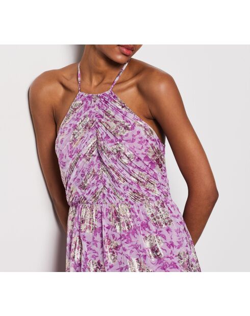 Uriana jurk met paarse achtergrondprint