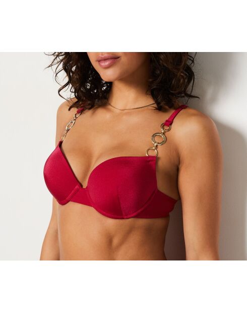 Klassischer Push-up-BH mit Bügel und burgunderfarbener Baba-Muschel