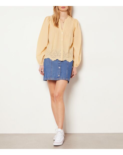 Sonnengelbes besticktes Teenagerhemd