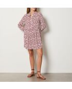 Elaude-jurk met koraalkleurige achtergrondprint