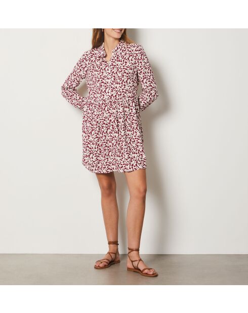 Elaude-jurk met koraalkleurige achtergrondprint