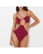 Einteiliger Badeanzug Teva ungerahmter Burgundergranat