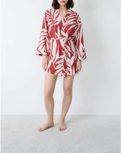 Déshabillé Kalio imprimé blanc rouge