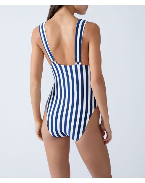 Blauer gestreifter, weiß gestreifter einteiliger Badeanzug von Caletto