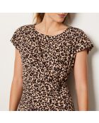 Beige/zwarte jurk van Tokoma met luipaardpatroon