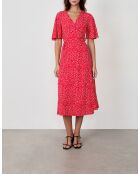 Betina jurk met rode achtergrondprint