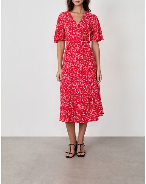 Betina jurk met rode achtergrondprint