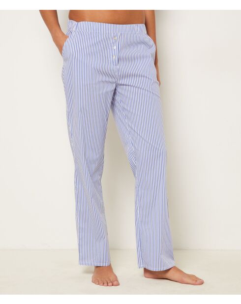 Cleeo blauw gestreepte broek