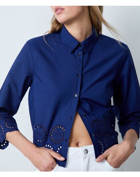 Navyblaues besticktes Hemd Victorine