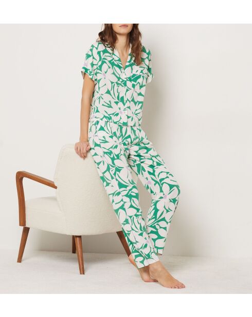 Pantalon Vyns imprimé fond vert