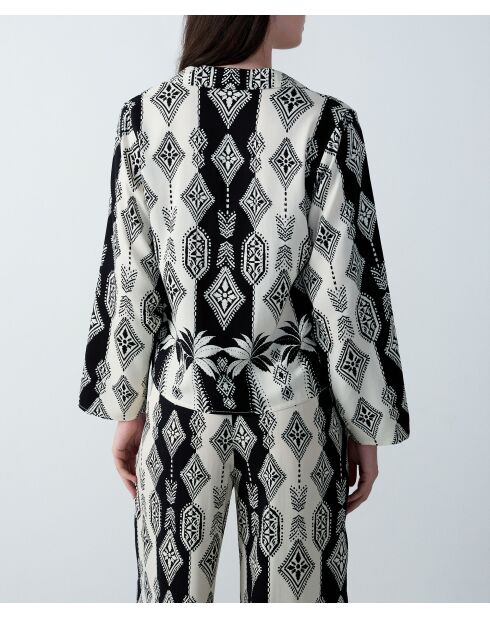 Negligee Nalani con stampa ecru e nera