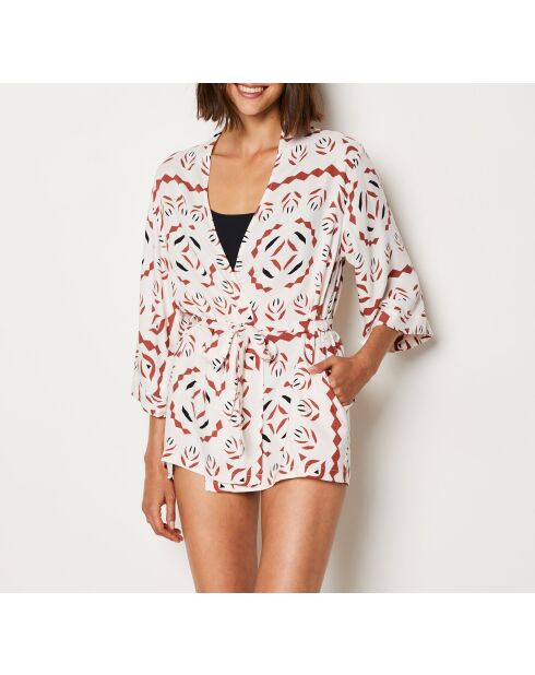 Déshabillé Surie imprimé fond brique