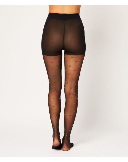 Zwarte panty met hartpatroon Ivy