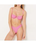 Klassischer BH von Manzania ohne Bügel und ohne Muschel, bedruckter rosafarbener Hintergrund