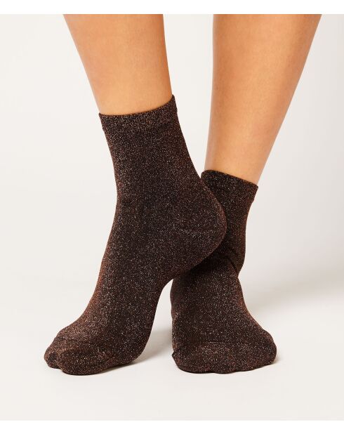Chaussettes Etincelle Rib marron