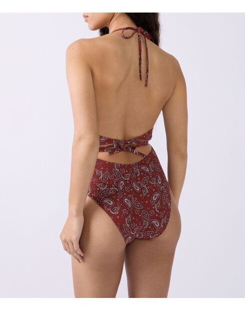 Charliz 1-teiliger rahmenloser Badeanzug mit Backstein-Hintergrunddruck