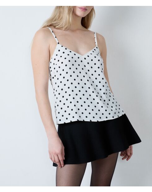 Canotta Elvis con motivo a pois neri su sfondo bianco