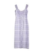 Lavendelfarbenes kariertes Midikleid