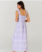 Lavendelfarbenes kariertes Midikleid