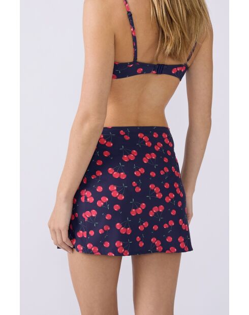 Marineblauer Rock mit Aufdruck Kitty