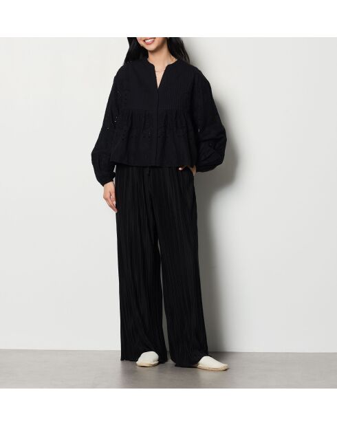 Ilda schwarzes besticktes Hemd