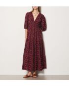 Bonnie-jurk met paarse achtergrondprint