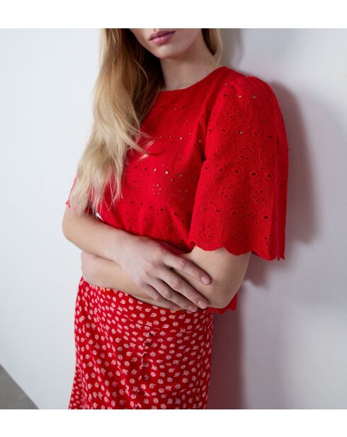 Blusa cardinale con ricamo Filly