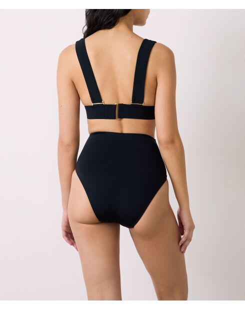 Slip bikini a vita alta scolpiti neri