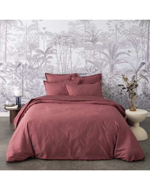 Lenzuolo piatto Cosmos red Teophile in raso di cotone biologico tinta unita