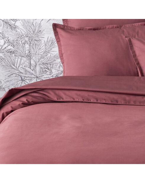 Lenzuolo piatto Cosmos red Teophile in raso di cotone biologico tinta unita