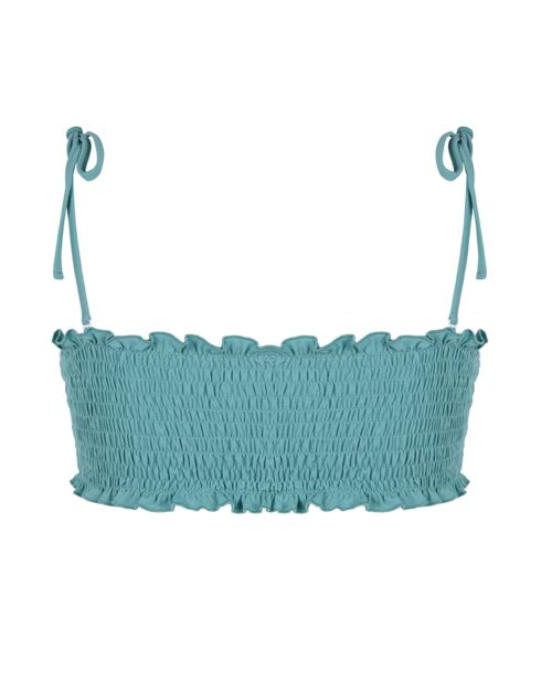 Blaues Bandeau-Bikinioberteil für Poolpartys