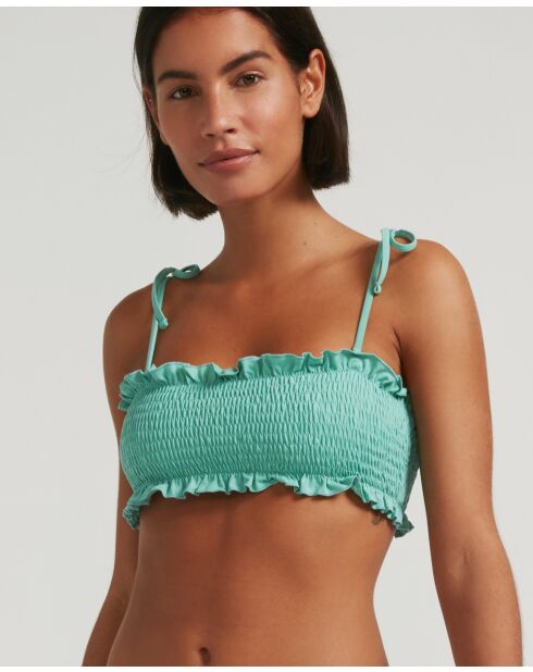 Blaues Bandeau-Bikinioberteil für Poolpartys