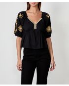 Blusa nera ricamata Tiva