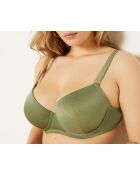 Idyllische klassieke khaki olijfkleurige bh met beugel en schelp