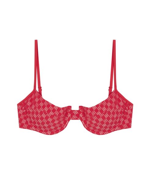 Top de bikini con balconet rojo cereza