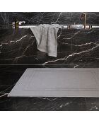 Alfombra de baño Ess de algodón orgánico liso, marco gris guijarro, 60 x 90 cm