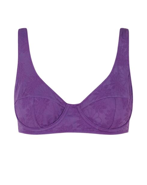 Top de bikini morado cómodo con forma de balcon