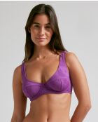Top de bikini morado cómodo con forma de balcon