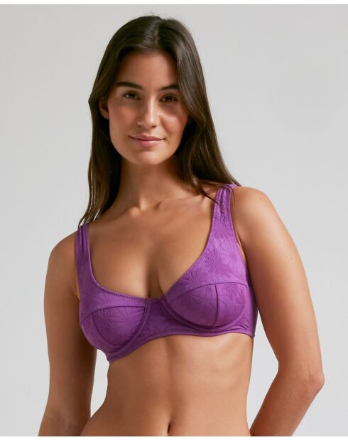 Top de bikini morado cómodo con forma de balcon
