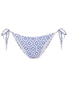 Bas de bikini classique à noeud Corfu Imprimé fond blanc