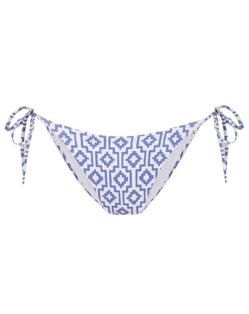 Bas de bikini classique à noeud Corfu Imprimé fond blanc
