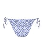 Bas de bikini classique à noeud Corfu Imprimé fond blanc