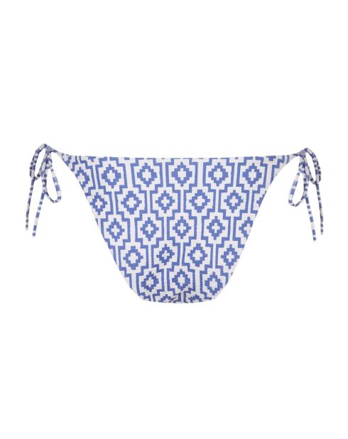 Bas de bikini classique à noeud Corfu Imprimé fond blanc