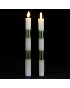 Caja Pops de 2 velas LED, color verde, 25 cm de altura