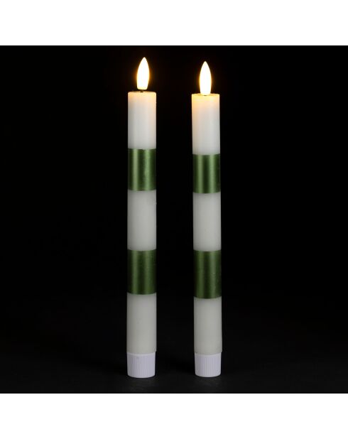 Caja Pops de 2 velas LED, color verde, 25 cm de altura