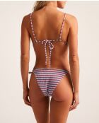 Braguita de bikini clásica Bliss Bow a rayas azules moradas