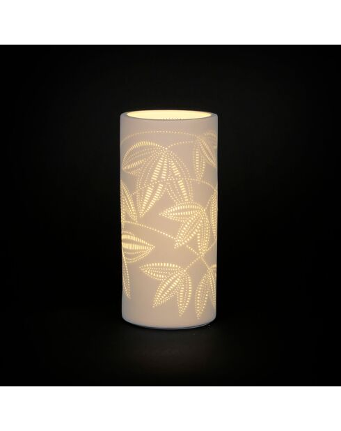 Weiße zylindrische Lampe Palmea - 11 x 24 cm