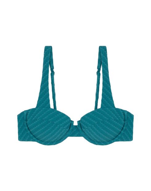 Blaues Balconette-Bikinioberteil