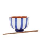 Bol Baguette Alaria blanc et indigo - D:14 cm